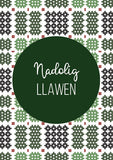 Cerdyn Nadolig Llawen / Welsh Christmas card - Welsh tapestry green