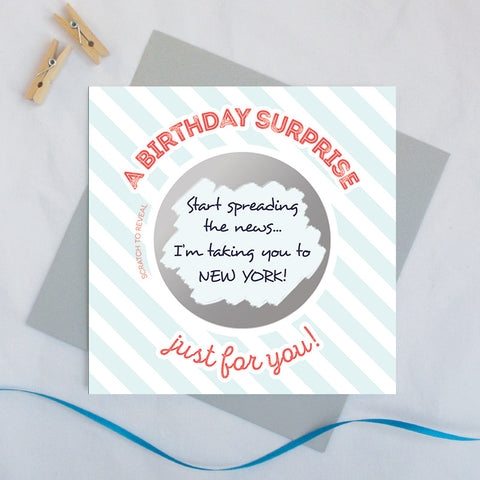 Secret message scratch card 'A birthday surprise just for you!'