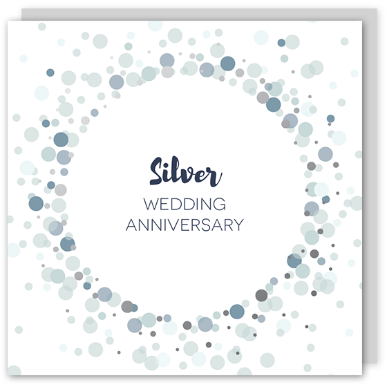 Silver wedding anniversary silver foil card - Draenog