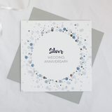 Silver wedding anniversary silver foil card - Draenog