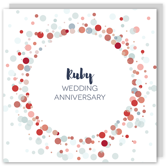 Ruby wedding anniversary copper foil card - Draenog