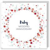 Ruby wedding anniversary copper foil card - Draenog