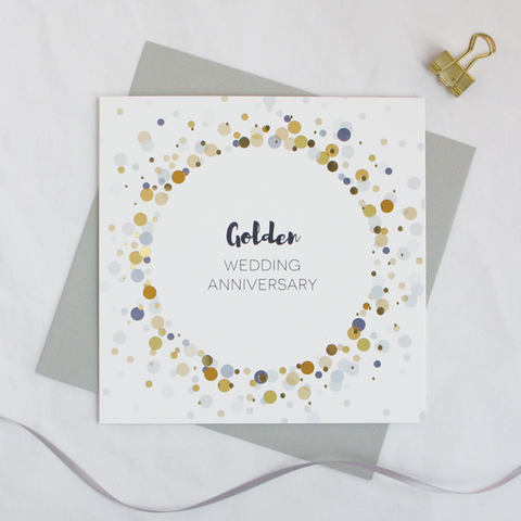 Golden wedding anniversary gold foil card - Dreanog