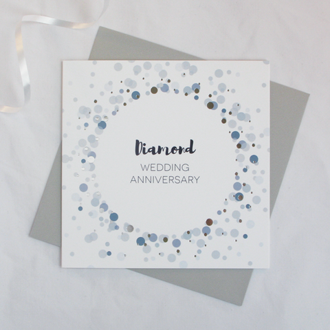 Diamond wedding anniversary silver foil card - Draenog