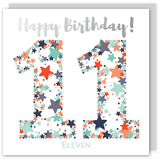 Happy birthday age 11 silver foil card - Draenog