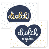 Pecyn o 4 cerdyn diolch / Pack of 4 'diolch' Welsh thank you cards