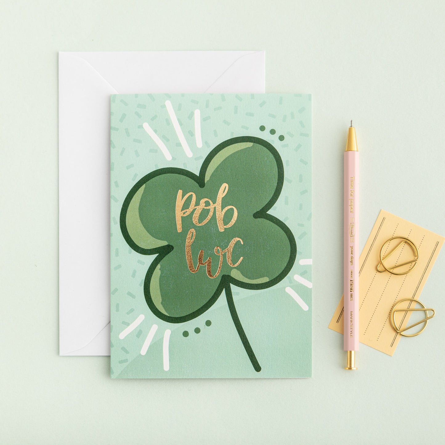 Good luck card 'Pob lwc'