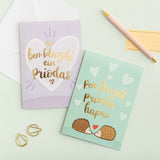 Anniversary card 'Pen-blwydd priodas hapus' hedgehogs