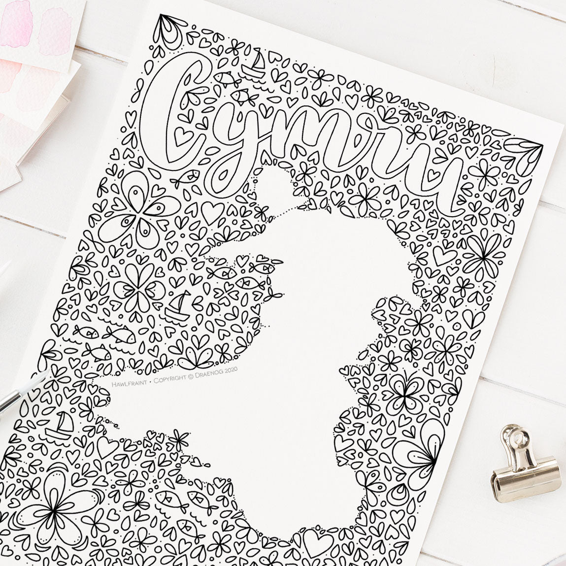 Taflen lliwio Cymru / Wales colouring page