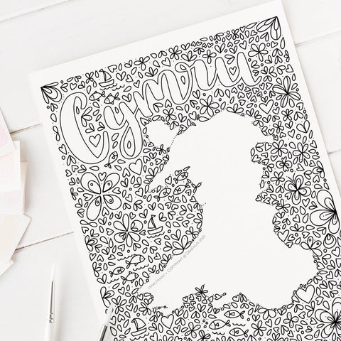 FREE Welsh downloadable colouring page - Cymru
