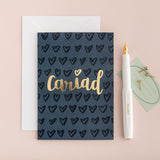 Love card 'Cariad' gold foil