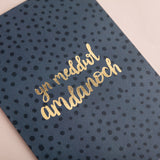 Thinking of you card 'Yn meddwl amdanoch' gold foil