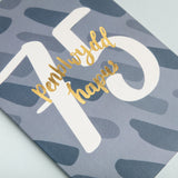 Birthday card 'Penblwydd hapus 75' gold foil