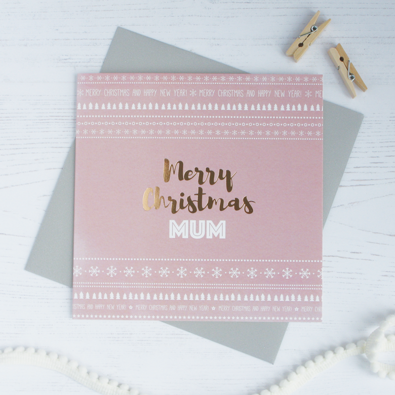 Merry Christmas Mum copper foil card - Draenog