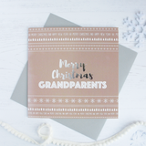 Merry Christmas Grandparents silver foil card - Draenog