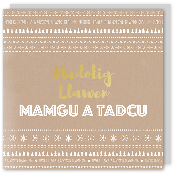 Welsh Christmas card 'Nadolig Llawen Mamgu a Tadcu' cerdyn Cymraeg – Draenog