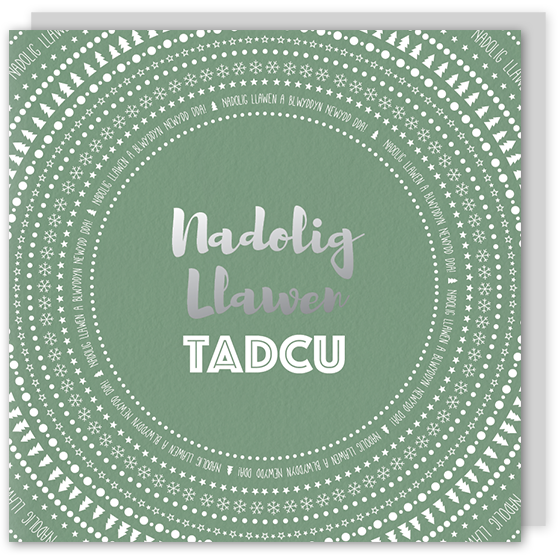 Welsh Christmas card 'Nadolig Llawen Tadcu' cerdyn Cymraeg – Draenog