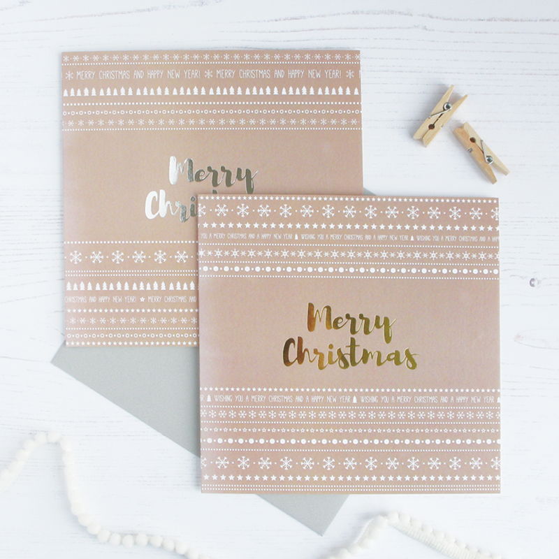 Merry Christmas gold / silver foil cards - pack of 4