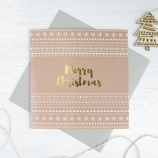 Merry Christmas gold foil card - Draenog