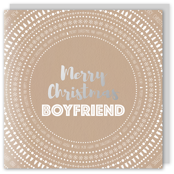 Merry Christmas Boyfriend silver foil card - Draenog