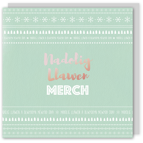 Welsh Christmas card 'Nadolig Llawen Merch' cerdyn Cymraeg – Draenog