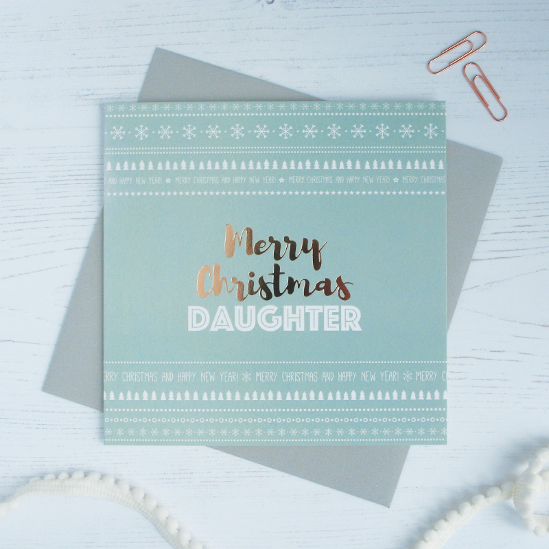 Merry Christmas Daughter copper foil card - Draenog