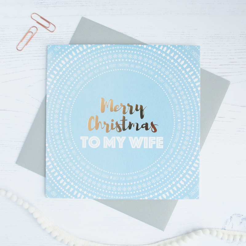 Merry Christmas Wife copper foil card - Draenog