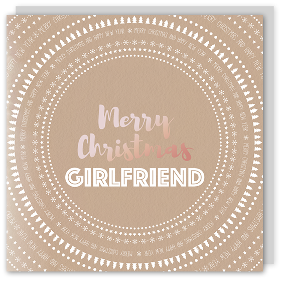 Merry Christmas Girlfriend copper foil card - Draenog