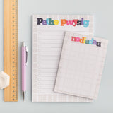 Note pad set with A6 'nodiadau' note pad and A5 'Pethe pwysig' list pad