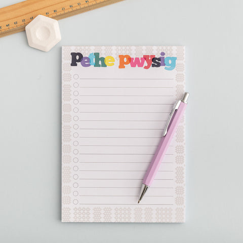 A5 'Pethe pwysig' list pad