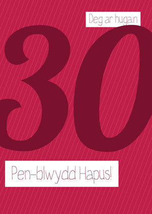 Birthday card 'Pen-blwydd Hapus 30' thirty - Draenog