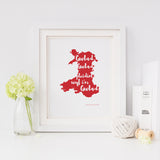 Wales print - Welsh National Anthem 'Gwlad, Gwlad, Pleidiol wyf i'm Gwlad'