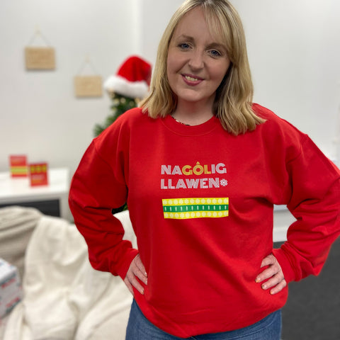 Sudadera De Navidad Con Frase 'Nadolig Llawen' Y 'Feliz Navidad' En Galés, Diseño único Y Eslogan Divertido Para Hombre – Sudadera De Cuello Redondo, Gráfico Navideño, 80% Algodón, The Clothing Shed