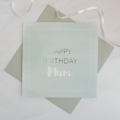 Happy birthday Mum silver foil card - Draenog