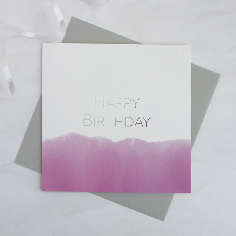 Happy birthday silver foil card - Draenog