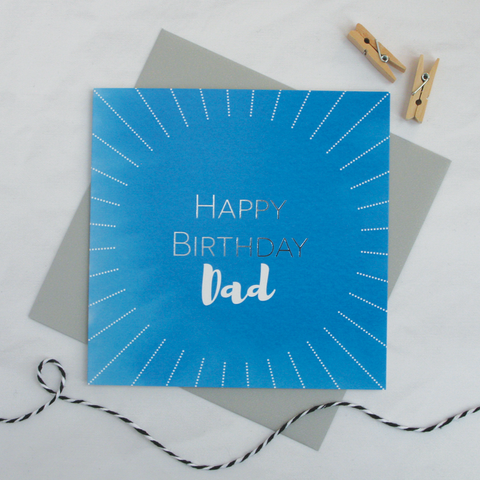 Happy birthday Dad silver foil card - Draenog