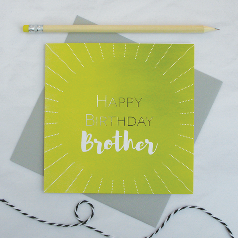 Happy birthday Brother silver foil card - Draenog