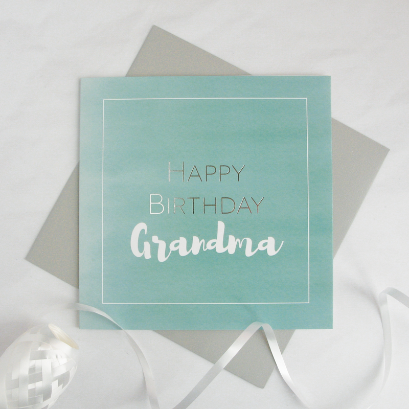 Happy birthday Grandma silver foil card - Draenog