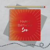 Happy birthday Son silver foil card - Draenog