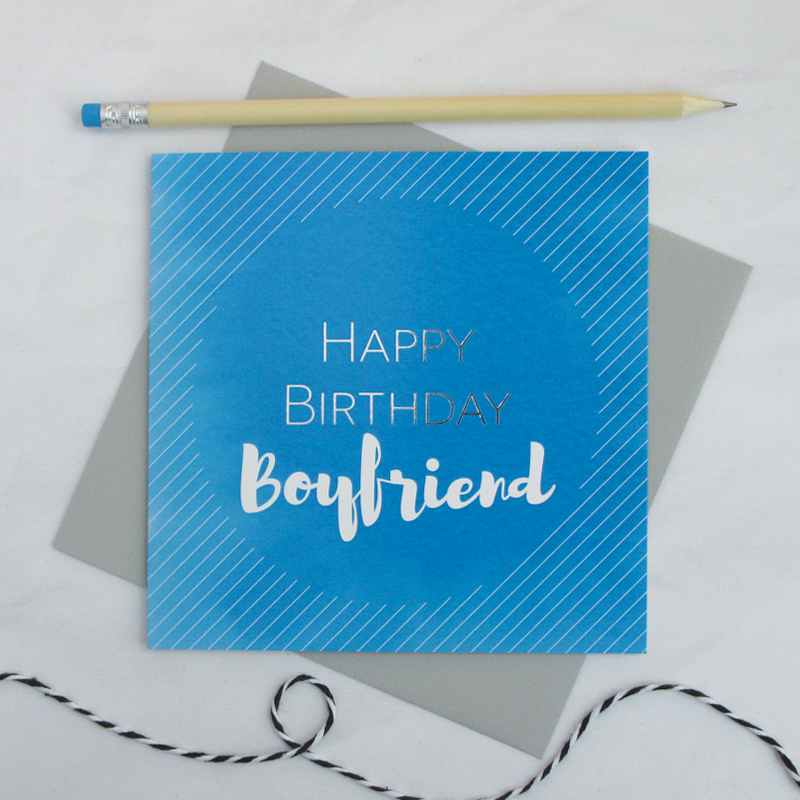 Happy birthday boyfriend silver foil card - Draenog