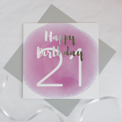 Happy birthday age 21 silver foil card - Draenog