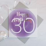 Happy birthday age 30 silver foil card - Draenog