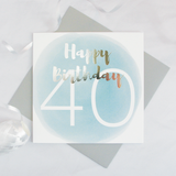 Happy birthday age 40 silver foil card - Draenog