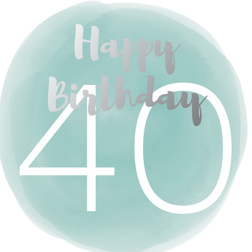 Happy birthday age 40 silver foil card - Draenog