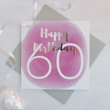 Happy birthday age 60 silver foil card - Draenog