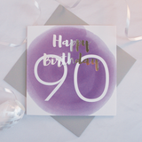 Happy birthday age 90 silver foil card - Draenog