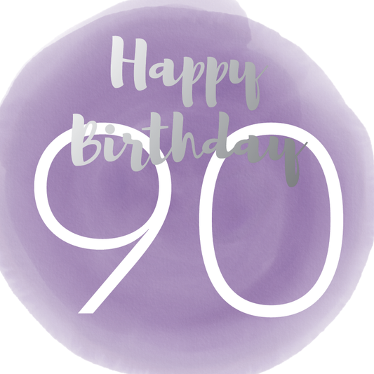 Happy birthday age 90 silver foil card - Draenog