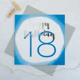 Happy birthday age 18 silver foil card - Draenog