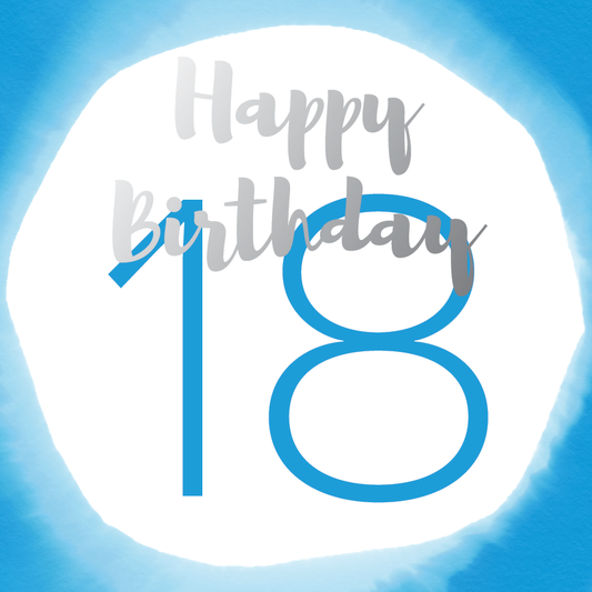 Happy birthday age 18 silver foil card - Draenog
