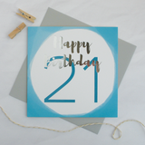 Happy birthday age 21 silver foil card - Draenog